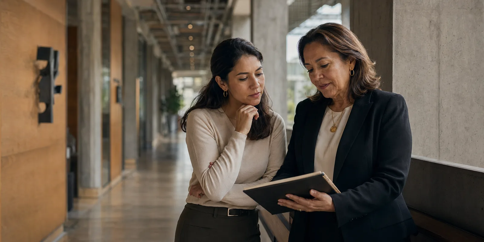 Una directora acompaña a una profesora joven