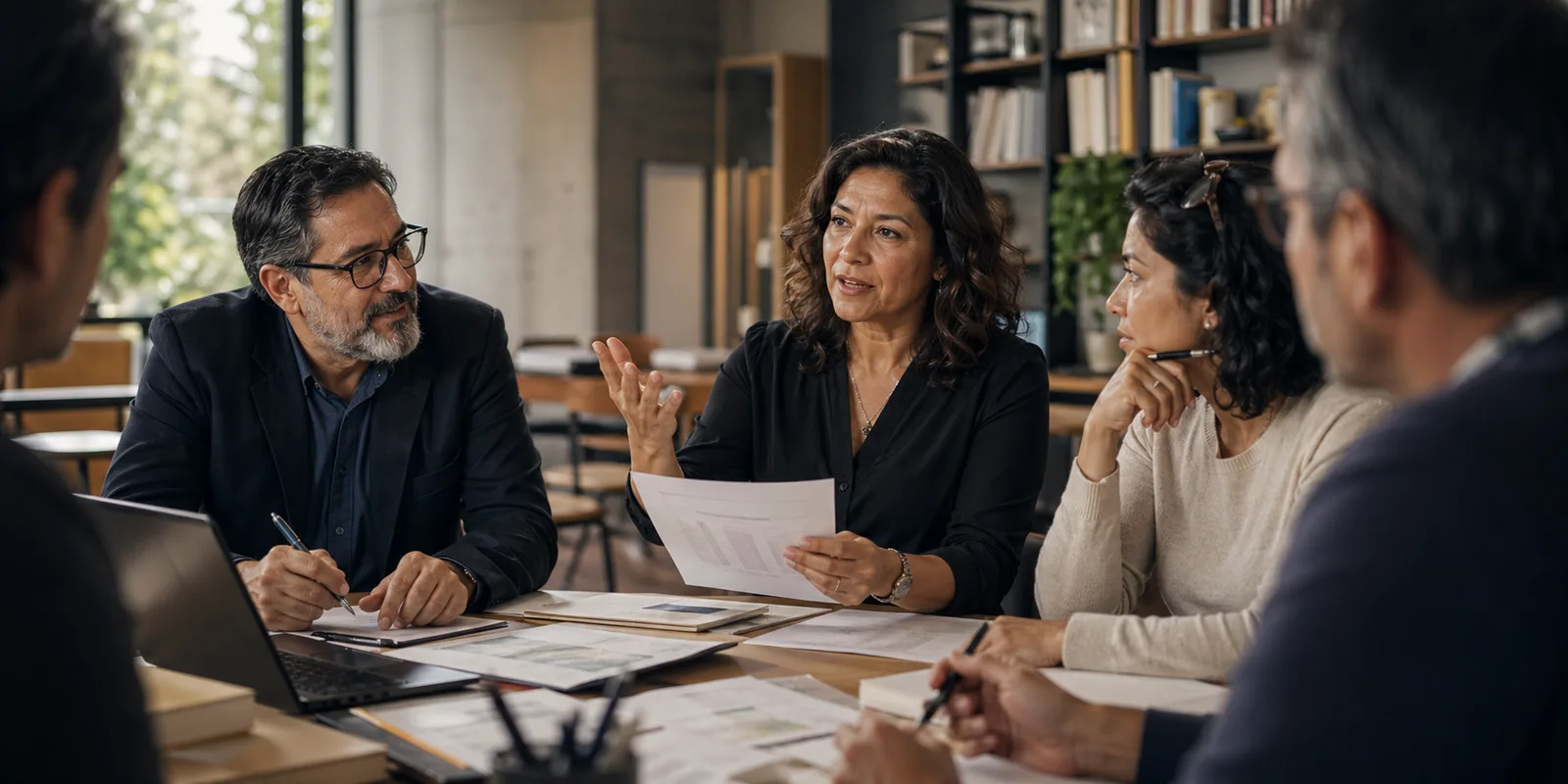 Sesión de evaluación entre miembros del comité